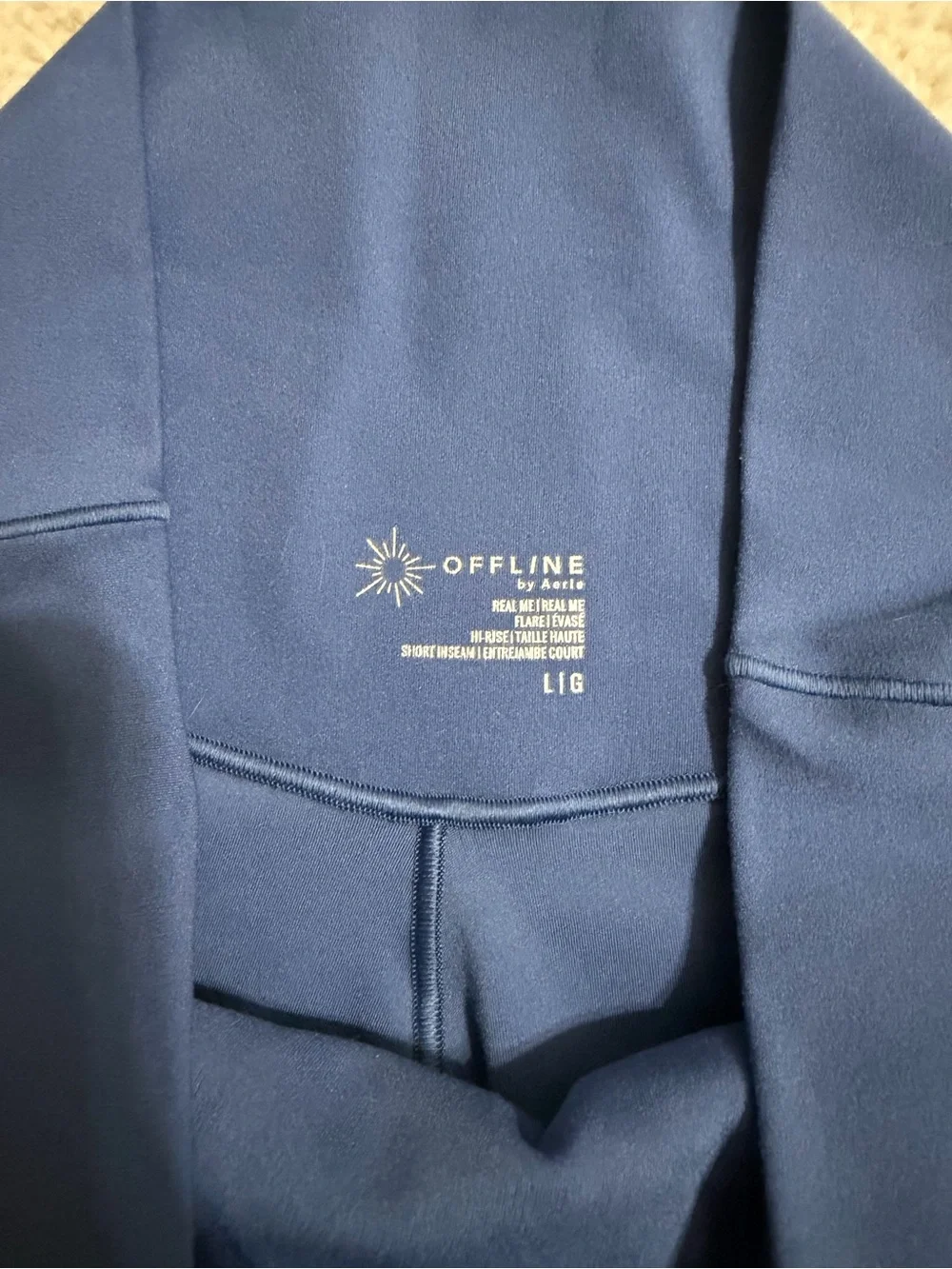 OFFLINE by Aerie Real Me High Rise Flare Leggings – Navy Blue Size Large Short - Picture 3 of 3
